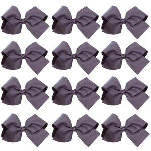 12pc Baby Girls Teens Women Solid 6" Hair Bows